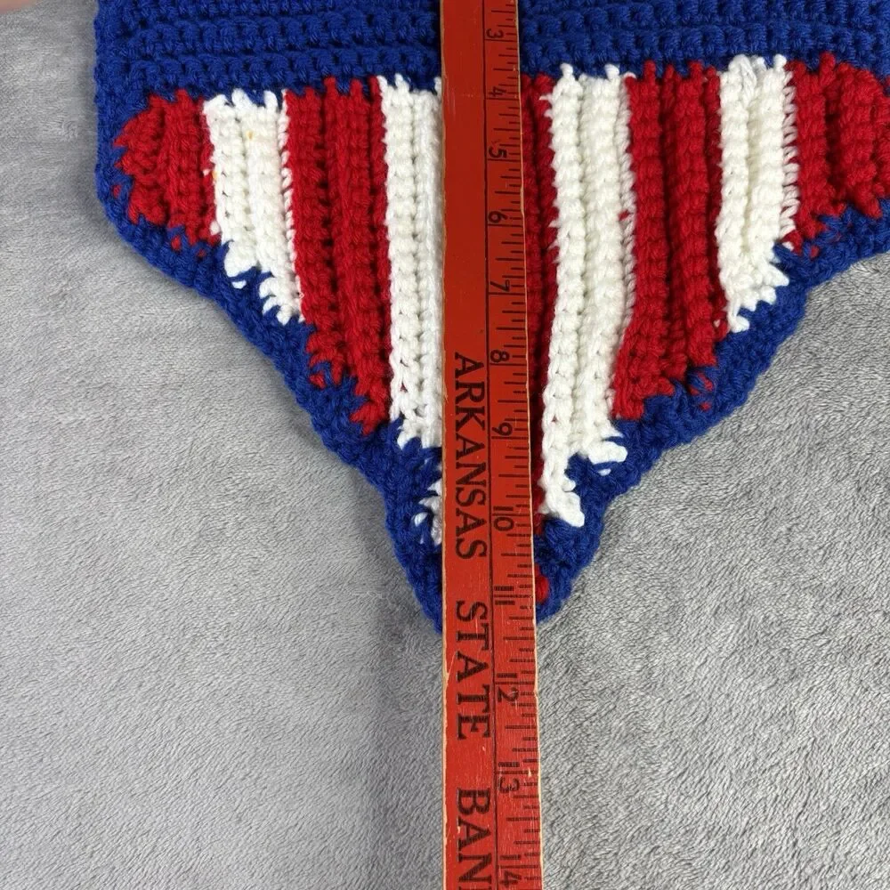 USA Flag Crochet Pot Holder‎ Fourth Of July Red White Blue Patriotic 12x12